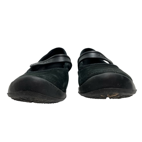 CROCS Black Genuine Leather Suede Mary Janes Loafers Flats Casual Shoes sz 6 - Picture 6 of 15